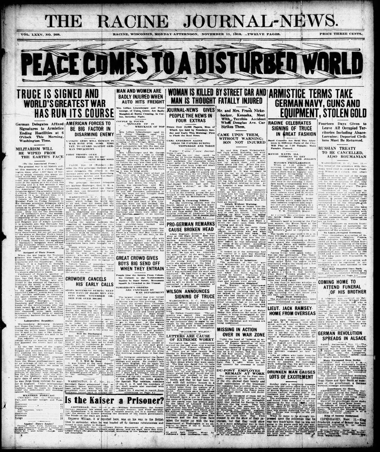 Mon., Nov. 11, 1918